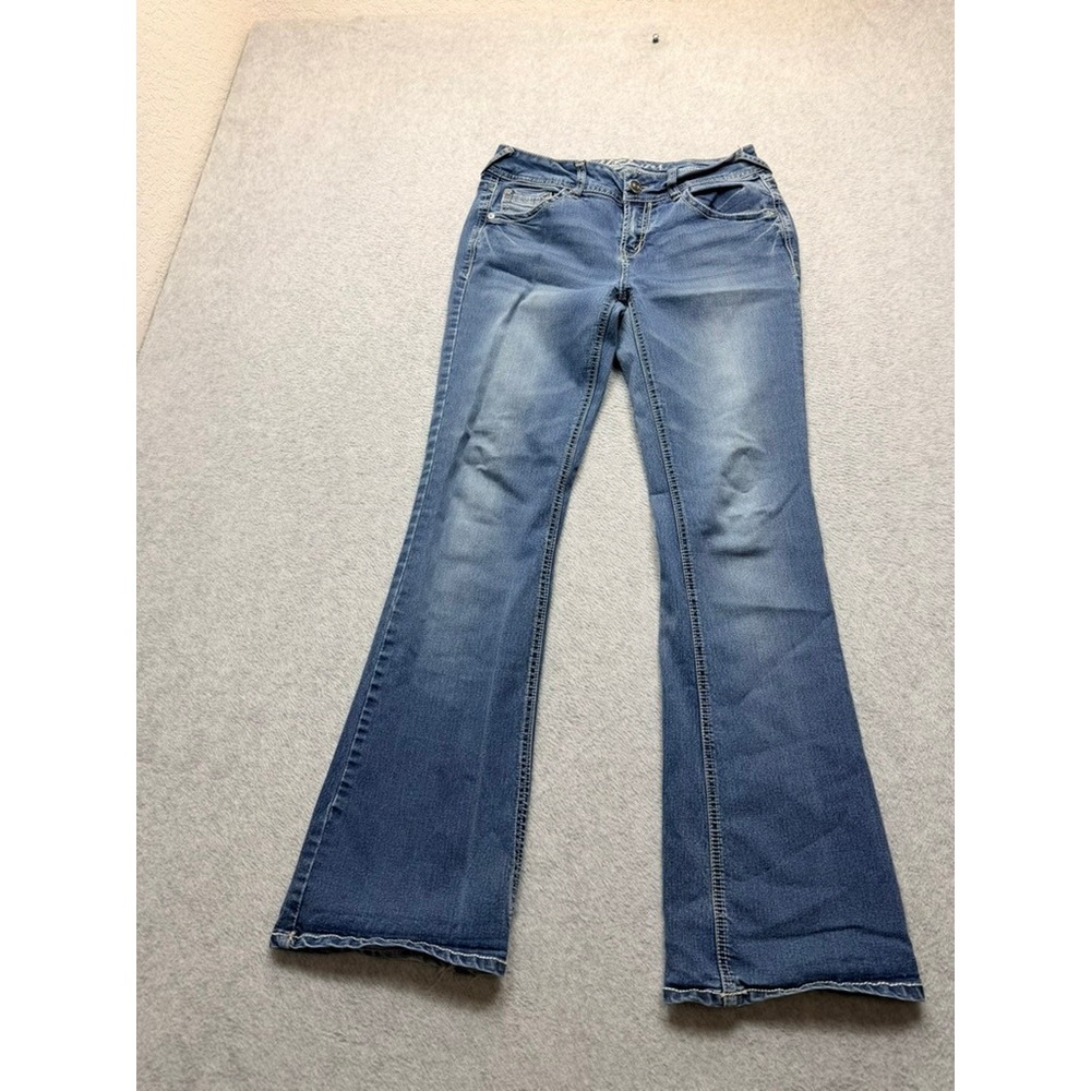 Wallflower Womens Bootcut Jeans Medium Wash Faded Denim Size 7/8 28x31
